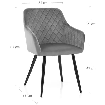 Chevy Armchair Grey Velvet Dimensions