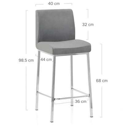 Pacino Stool Grey Velvet Dimensions