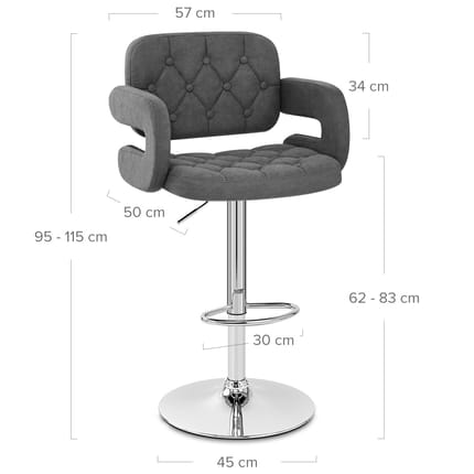 Encore Bar Stool Dark Grey Fabric Dimensions