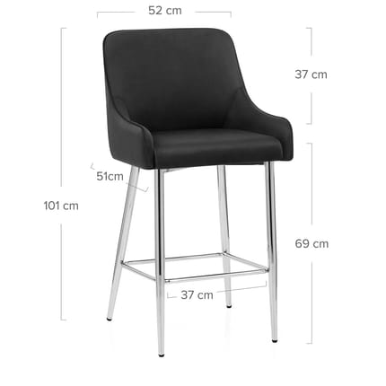 Genoa Bar Stool Black Velvet Dimensions