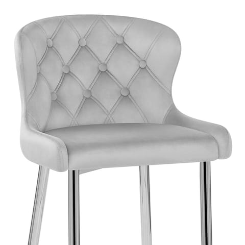 Grace Bar Stool Grey Velvet