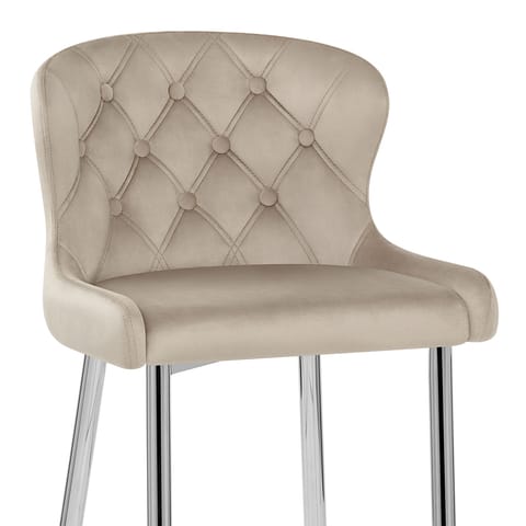 Grace Bar Stool Beige Velvet