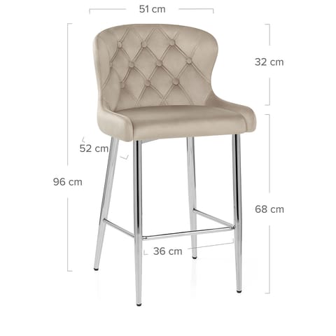 Grace Bar Stool Beige Velvet