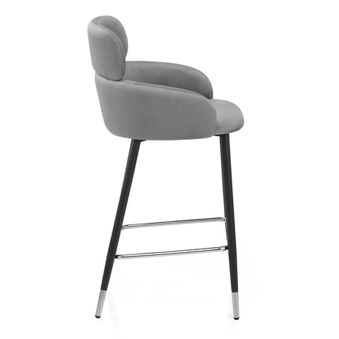 Chloe Bar Stool Grey Velvet