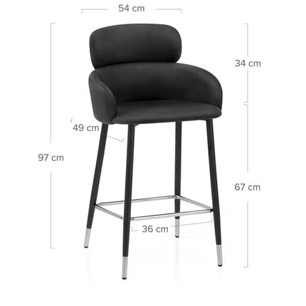 Chloe Bar Stool Black Velvet Dimensions