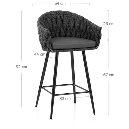 Cosy Bar Stool Charcoal Dimensions