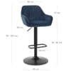 Sol Bar Stool Blue Velvet