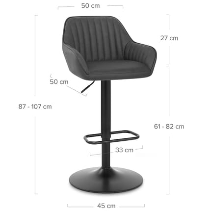 Sol Bar Stool Antique Charcoal Dimensions