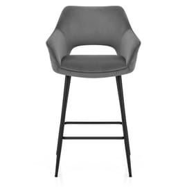 Viola Bar Stool Grey Velvet