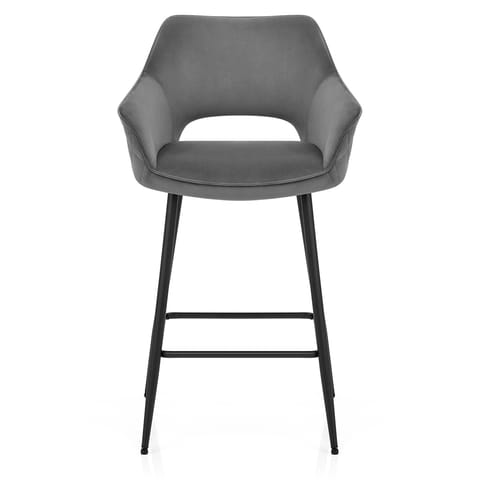 Viola Bar Stool Grey Velvet