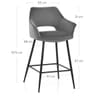 Viola Bar Stool Grey Velvet