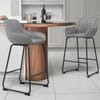 Kanto Real Leather Bar Stool Grey