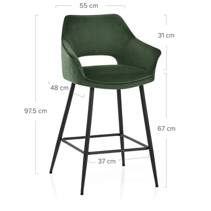 Viola Bar Stool Green Velvet Dimensions