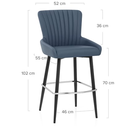 Lucia Bar Stool Blue Dimensions