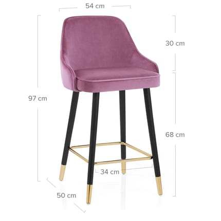 Glam Stool Gold & Purple Velvet Dimensions