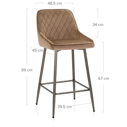 Brisbane Bar Stool Brown Velvet Dimensions