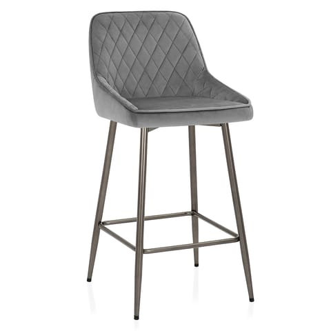 Brisbane Bar Stool Grey Velvet