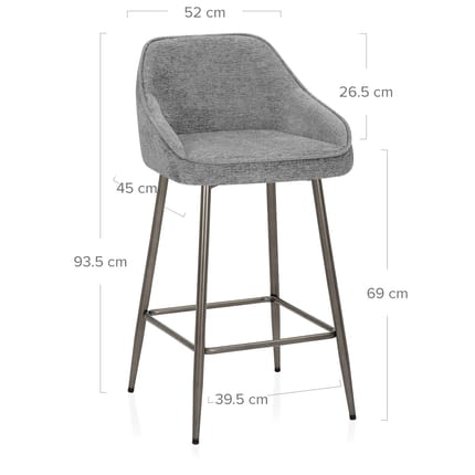 Cairns Bar Stool Grey Fabric Dimensions