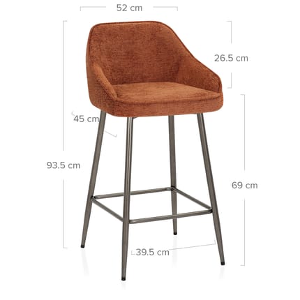 Cairns Bar Stool Orange Fabric Dimensions