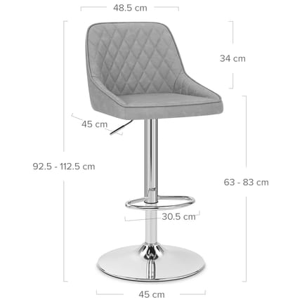 Darwin Bar Stool Grey Dimensions