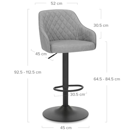 Perth Bar Stool Grey Dimensions