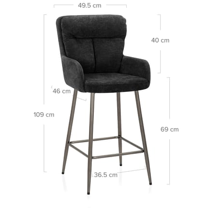 Albany Bar Stool Black Fabric Dimensions