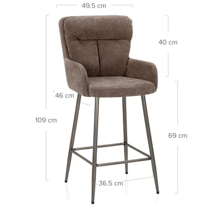 Albany Bar Stool Brown Fabric Dimensions