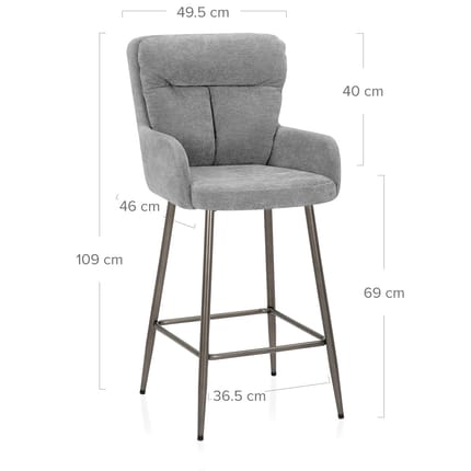 Albany Bar Stool Grey Fabric Dimensions