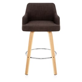 Dino Oak Stool Cream Leather & Brown Fabric