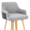 Dino Oak Stool Grey Leather & Grey Fabric