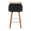 Dino Walnut Stool Black Leather & Beige Fabric