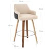 Dino Walnut Stool Black Leather & Beige Fabric