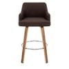 Dino Walnut Stool Cream Leather & Brown Fabric