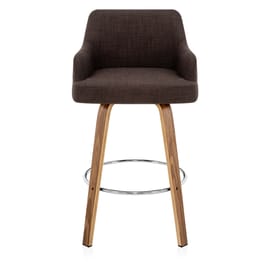 Dino Walnut Stool Cream Leather & Brown Fabric
