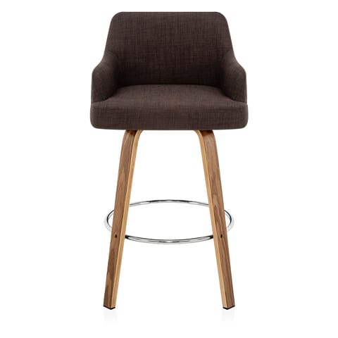 Dino Walnut Stool Cream Leather & Brown Fabric