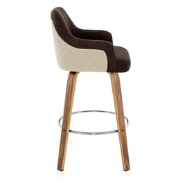 Dino Walnut Stool Cream Leather & Brown Fabric