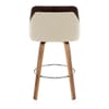 Dino Walnut Stool Cream Leather & Brown Fabric