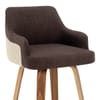 Dino Walnut Stool Cream Leather & Brown Fabric