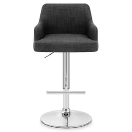 Dylan Stool Black Leather & Charcoal Fabric