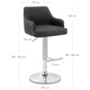 Dylan Stool Black Leather & Charcoal Fabric