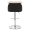Dylan Stool Black Leather & Beige Fabric