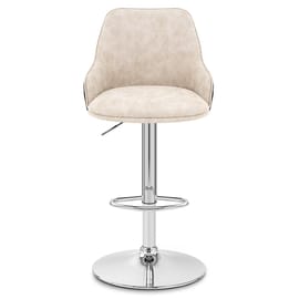Plaza Stool Black Fabric & Cream Leather