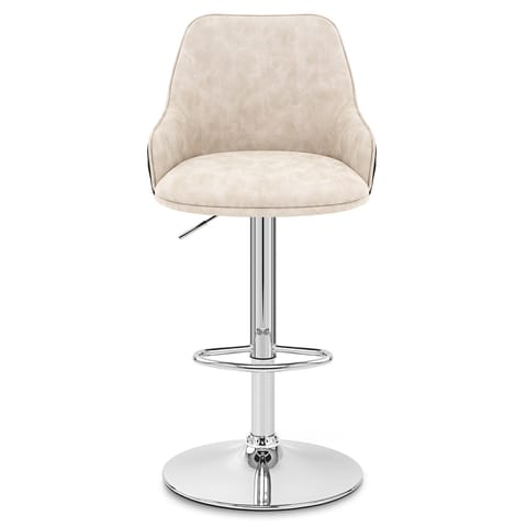 Plaza Stool Black Fabric & Cream Leather