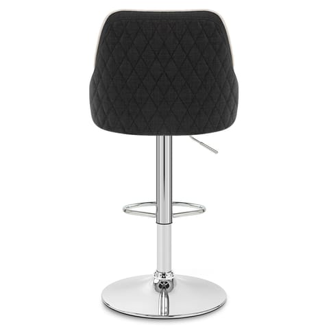 Plaza Stool Black Fabric & Cream Leather