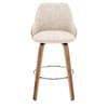 Piper Walnut Stool Black Fabric & Cream Leather