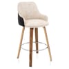 Piper Walnut Stool Black Fabric & Cream Leather