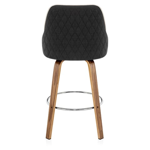 Piper Walnut Stool Black Fabric & Cream Leather