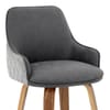 Piper Walnut Stool Grey Fabric & Leather