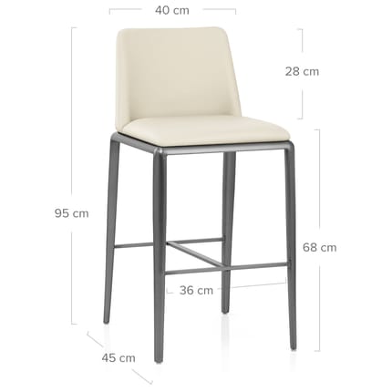 Elise Bar Stool Ivory Dimensions