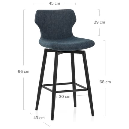 Elle Bar Stool Dark Blue Fabric Dimensions